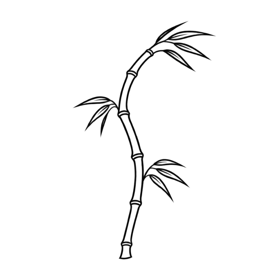 Single line minimalist tattoo of a bamboo stalk bending without breaking