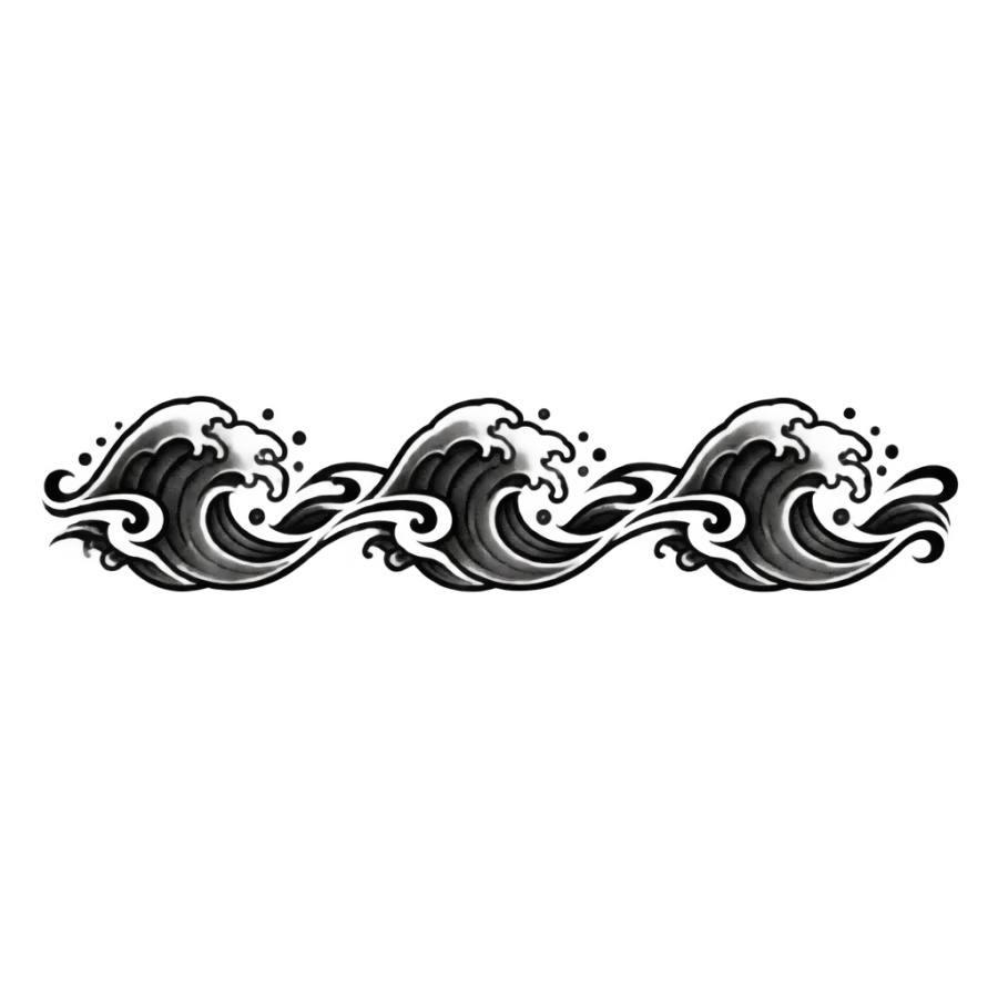Japanese irezumi tattoo of a stylized wave band circling the ankle