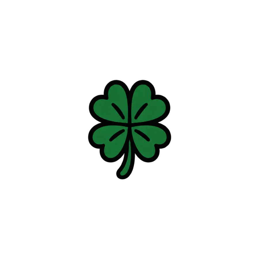 Traditional tattoo design of a tiny four leaf clover sized for a finger