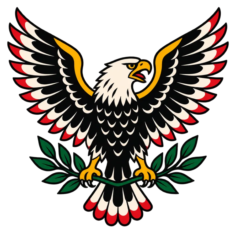 American traditional tattoo design of an eagle clutching a laurel branch