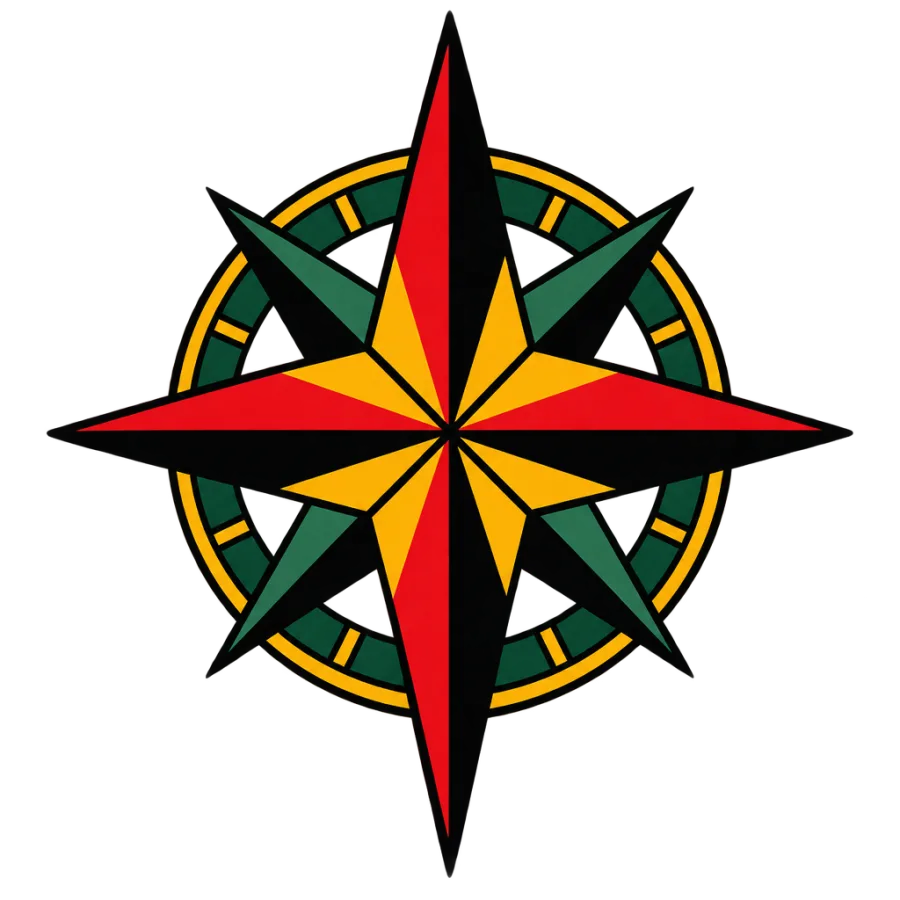 American traditional tattoo design of a nautical star and compass rose