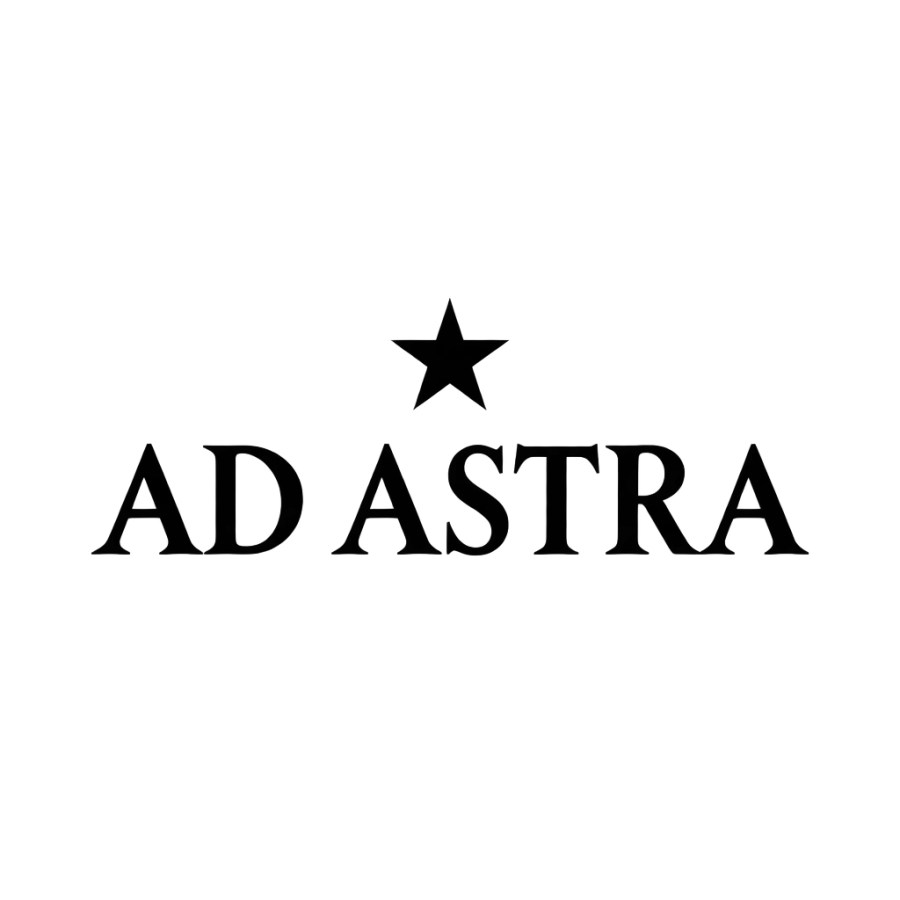 Roman capital lettering tattoo design of ad astra beneath a small star